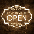 Open Neon Sign 17"x12.6", USB Powered LED Light for Store Decor door-white