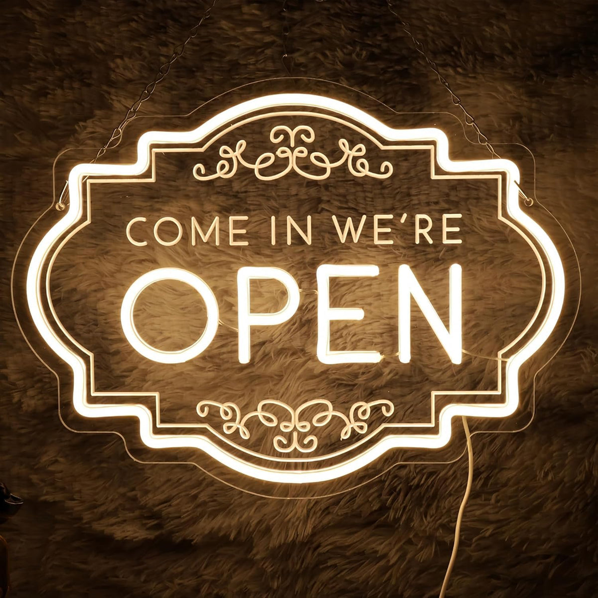 Open Neon Sign 17"x12.6", USB Powered LED Light for Store Decor door-white