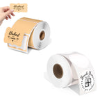 2" White Round Label Stickers Roll with Brown Thermal Labels for Shipping Label Printer