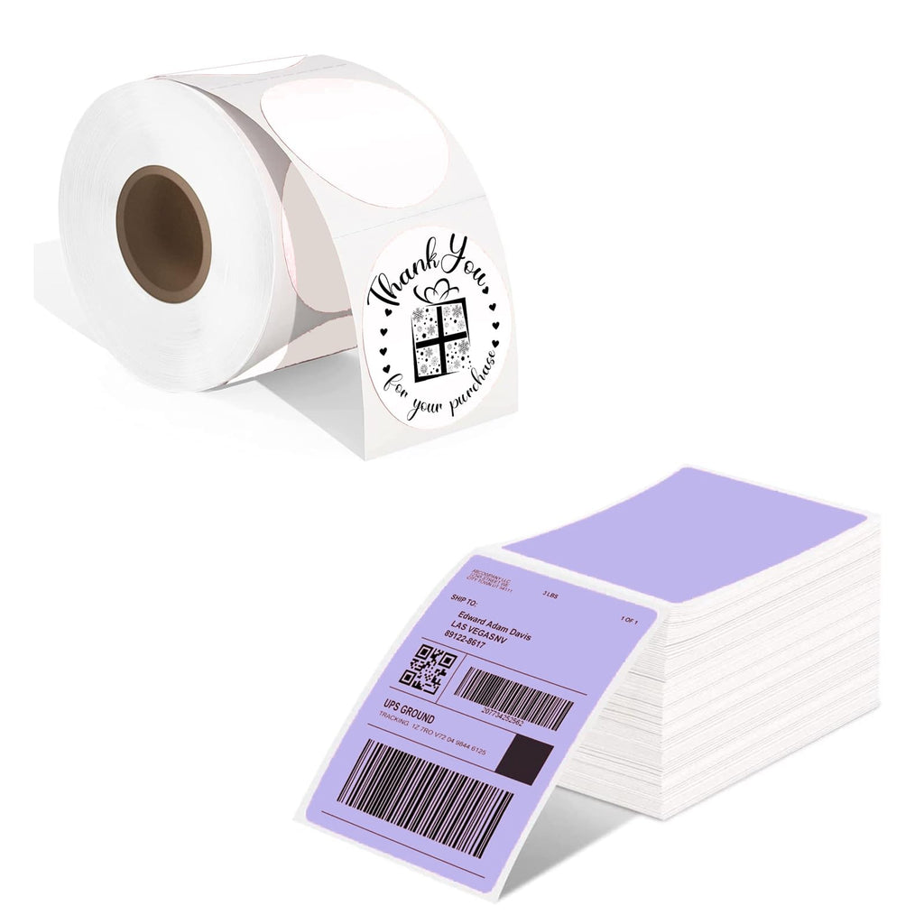 Phomemo 2" White Round Label Stickers Roll with 4x6 Thermal Labels for Shipping Label Printer