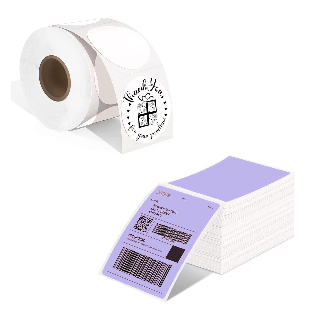 Phomemo 2" White Round Label Stickers Roll with 4x6 Thermal Labels for Shipping Label Printer