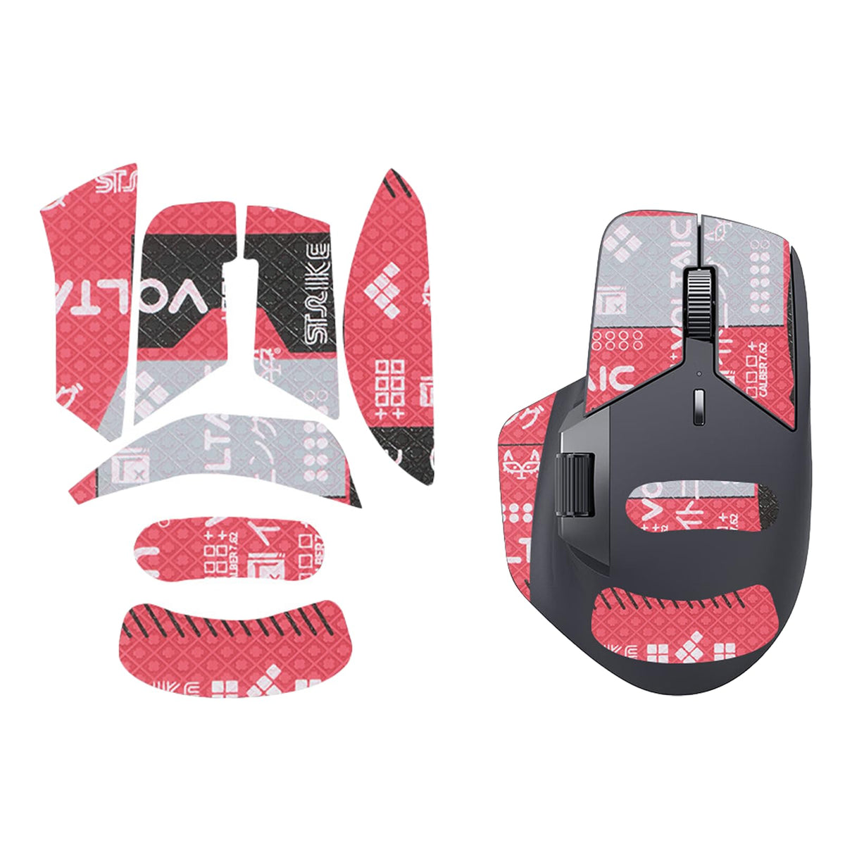 NOUKAJU Mouse Grip Tape Full Coverage for Rapoo MT760, Mouse Anti Slip Grip Tape,Self-Adhesive PreCut Sweat-Resistant Professional Mice Upgrade Kit(Red)