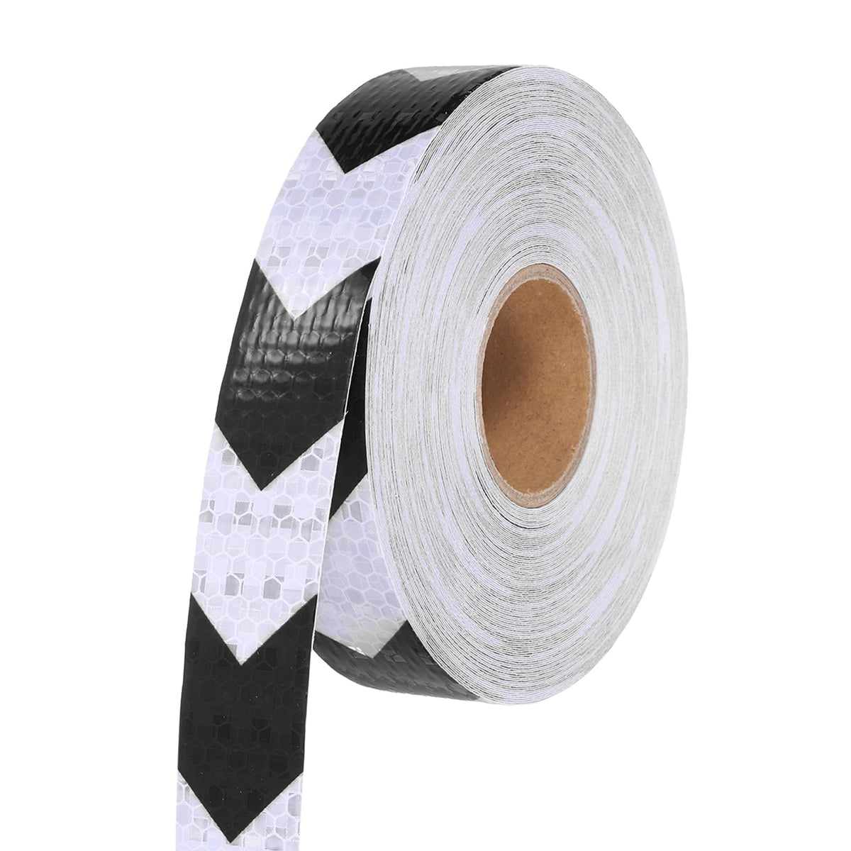MECCANIXITY Reflective Tape, 1 Inch x 82 ft Self-Adhesive Trailer Reflector Tape Waterproof Warning Safety Sticker Night Reflectors Arrow Tape for Bikes, Black-White 1 Inch x 82 Feet