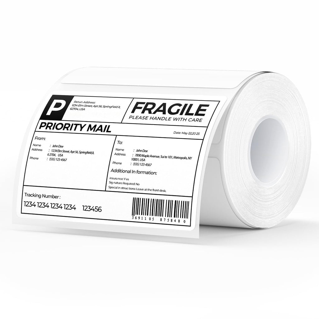 MUNBYN 4x3 Thermal Labels, 500 Sheets/1 Roll, White 4x3" 1