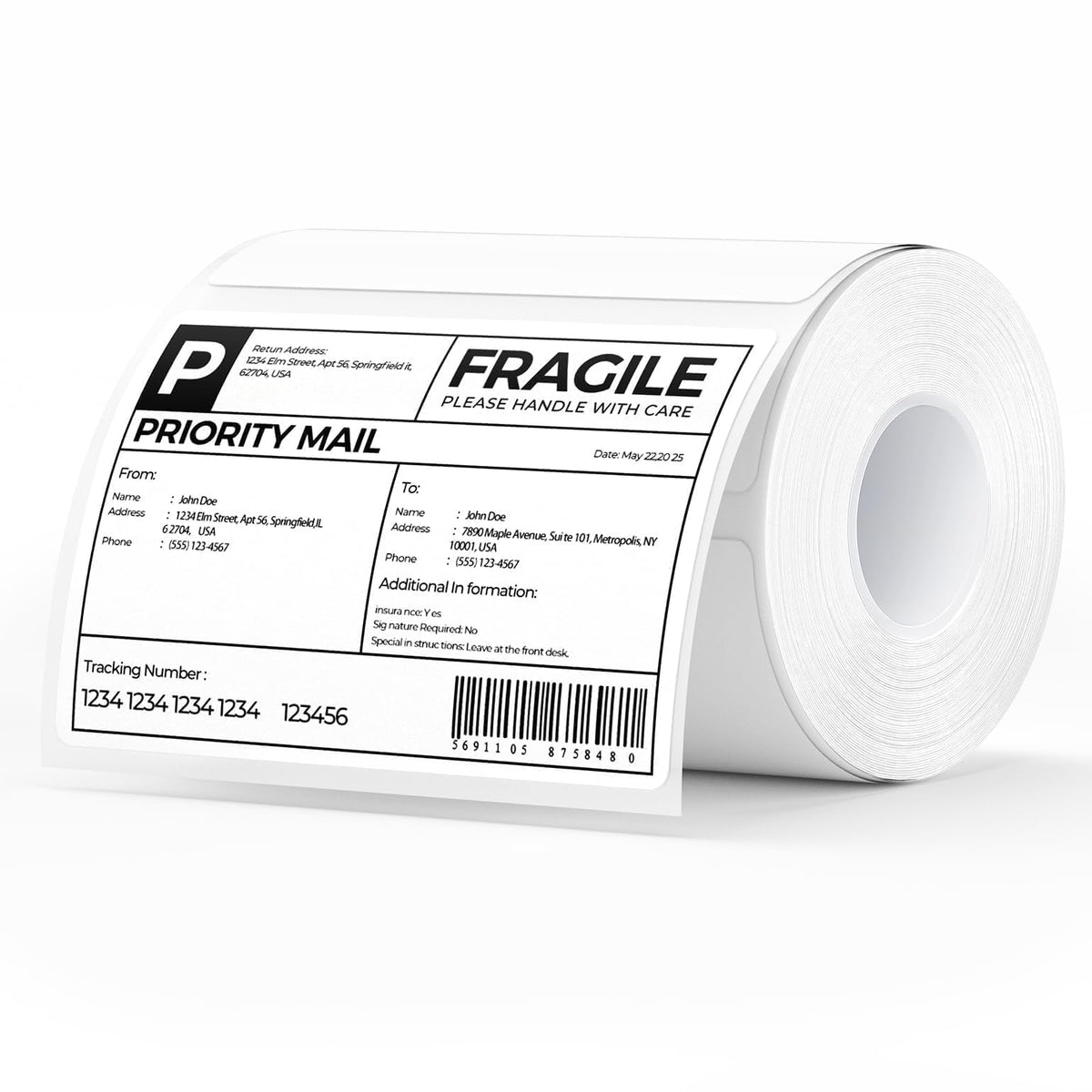 MUNBYN 4x3 Thermal Labels, 500 Sheets/1 Roll, White 4x3" 1