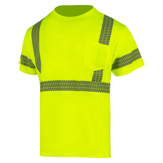 High Visibility Short Sleeve Safety T-Shirts with Reflective Strips for Men Class 3 Hi Vis Construction Work Shirts X-Large Yellow