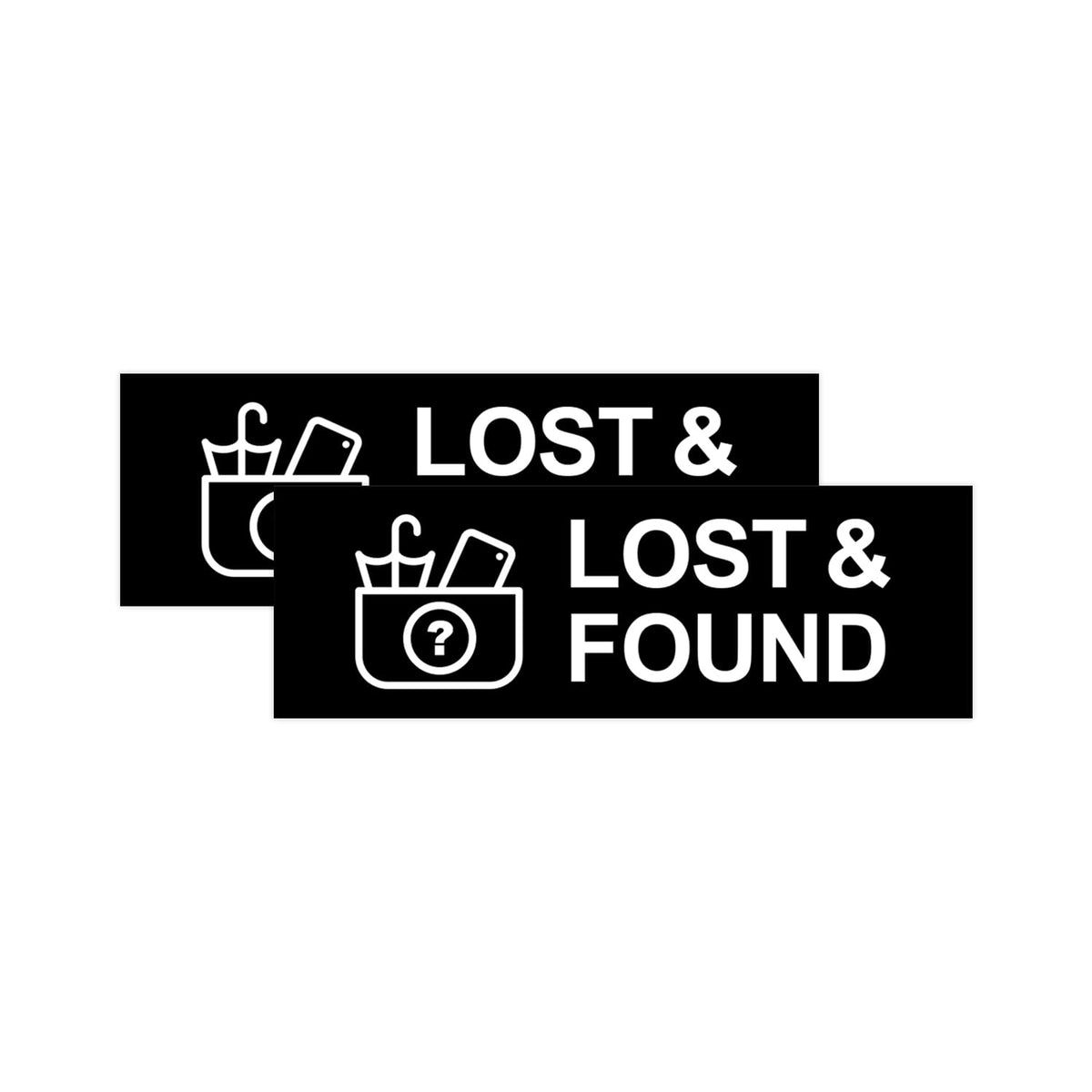 Basic Lost And Found Sign (Black) - Large 2 Pack 3 x 9" - Large (2 Pack) Black