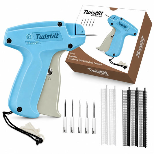 Stitch Gun for Clothes - Handheld Stitch Gun Quick Clothing Fixer, No-Sew Hemming Tool & Tagging Gun for Temporary Clothing Repairs, Includes 6 Needles, 2000 Micro Fasteners (4.4mm), For All Fabrics Blue