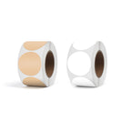 Round Thermal Labels Vinyl 1.5 Inch Khaki & White Bundled