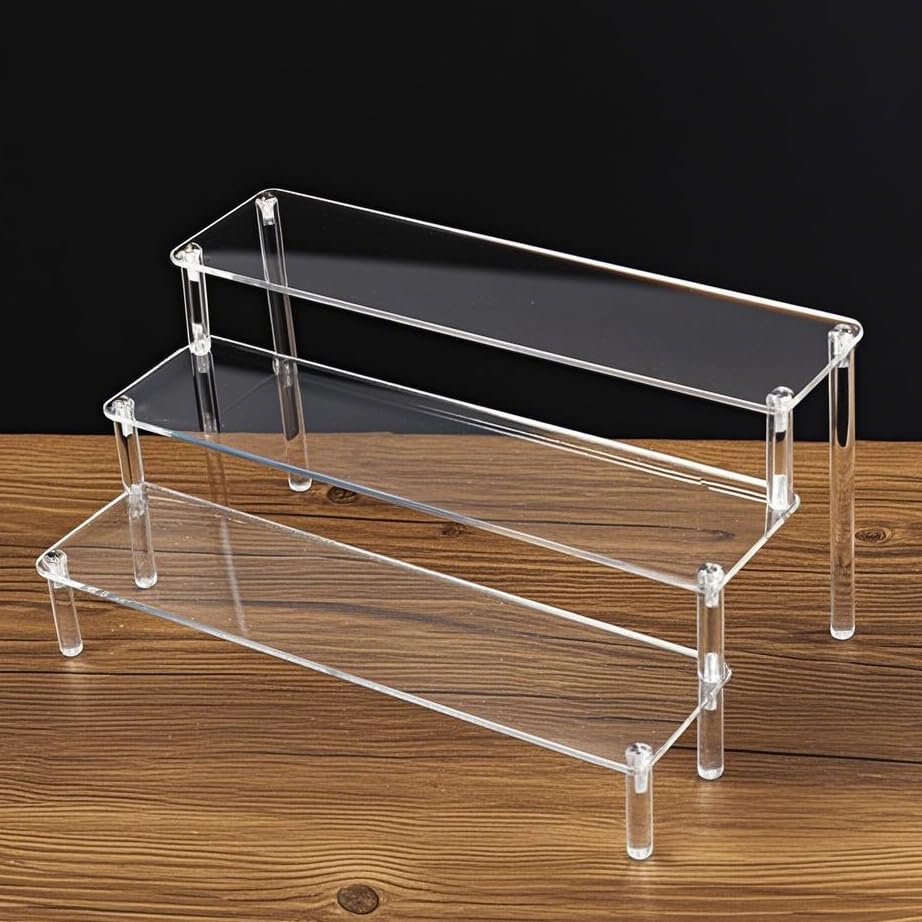 Acrylic Display Risers, 3 Tier Perfume Organizer Stand, Clear Cupcake Stand Holder