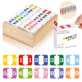 10 Rolls Number File Folder Labels Set Color Series Chart Stickers with Wooden Tray Set of Numbers 0-9 File Labels for File Folders Number Label Index Numeric Labels Index Stickers for Office School
