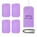 PATIKIL Plastic Shipping Tags with Wire 4 3/4" x 2 3/8", Purple, 200 Pieces