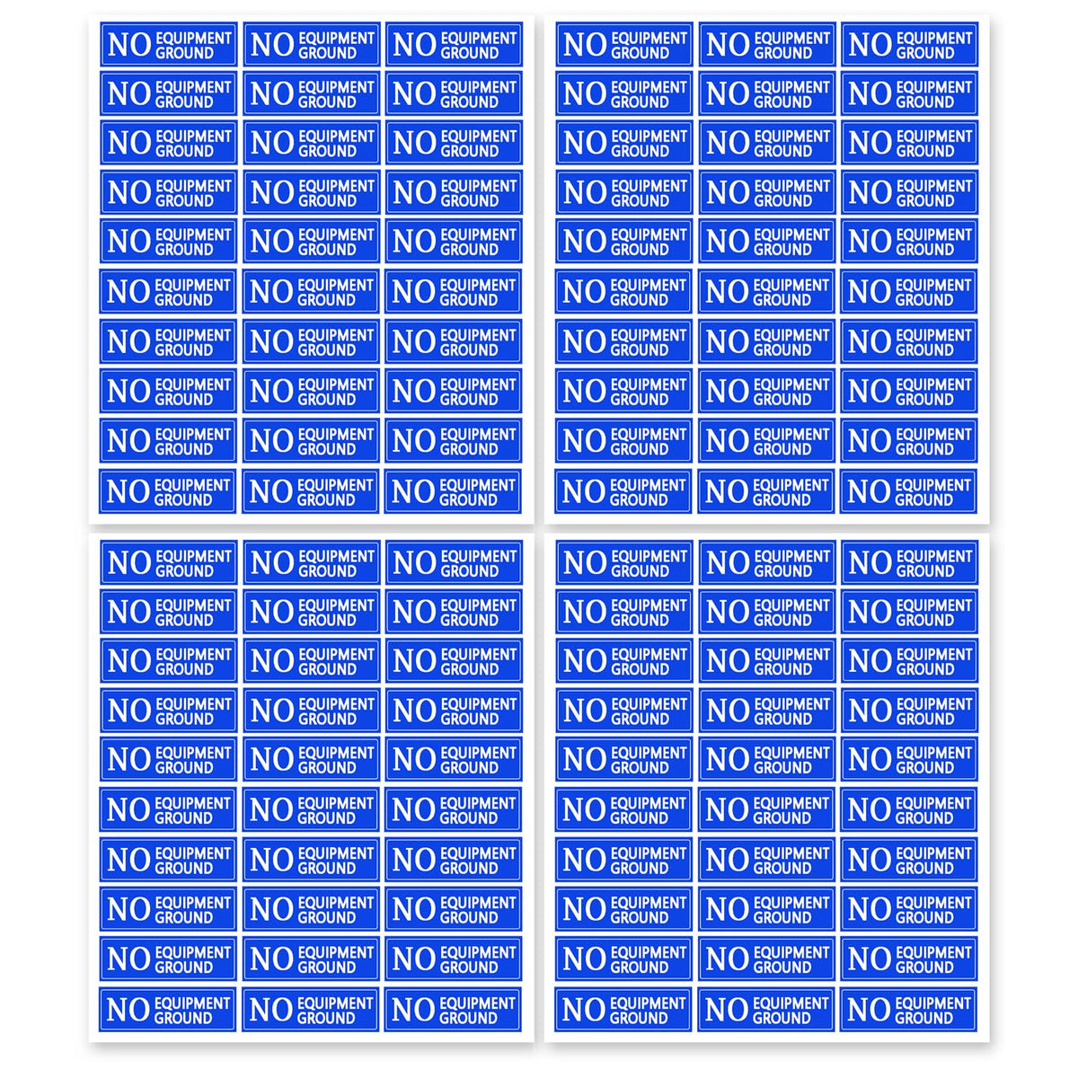 Remarkabel 120 Pcs NO Equipment Ground Stickers, Blue, 1x0.25 Inch, Paper, Rectangular, Outdoor, Stickers