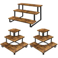 ELITEROO Wooden Display Stand Set, Portable 3 Tier Shelves Stair Step Shelf Risers Stands for Retail Tabletop, Countertop, Craft Shows, Farmers Market, Tradeshows, Vendors (1 Straight + 2 Corner)
