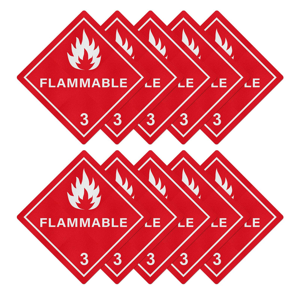 10 Pack Hazard Class 3 Flammable Liquids Placard 10.75" × 10.75"