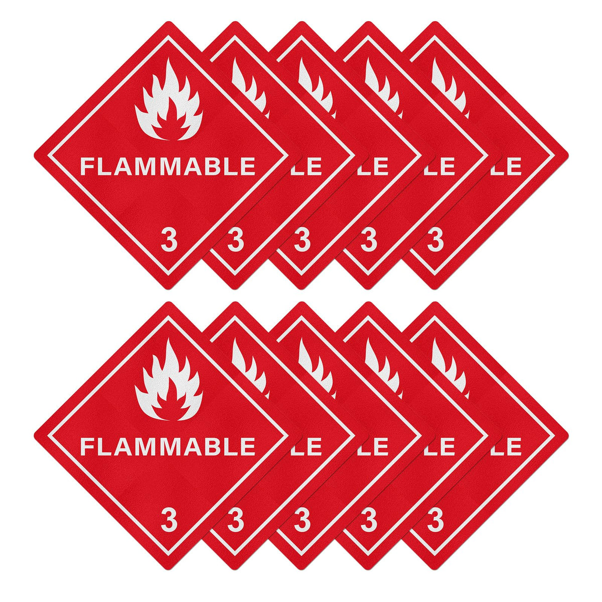 10 Pack Hazard Class 3 Flammable Liquids Placard 10.75" × 10.75"