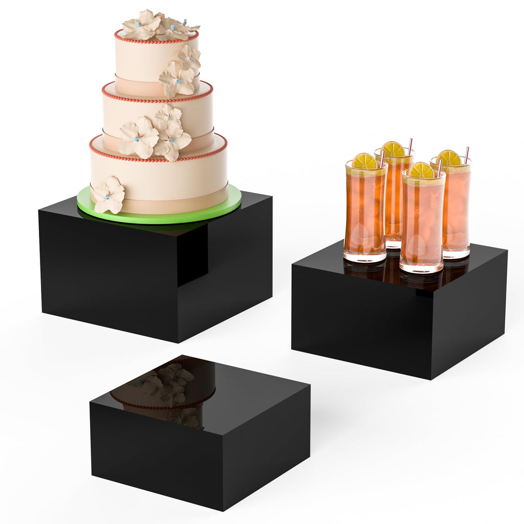 Acrylic Dessert Stand,Buffet Risers, Food Risers, Multi-Purpose Cake Stand for Parties, Weddings, Birthdays, Catering, Jewelry, and Collectibles Acrylic Cube Boxes Display(Black, 6"x7"x8") Black 6''x7''x8''