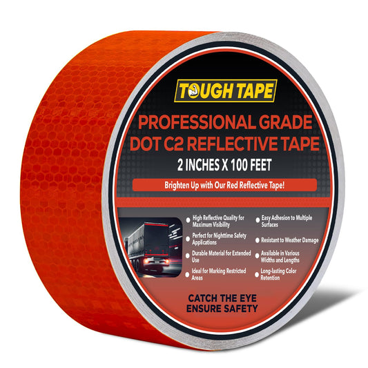 DOT C2 Safety Reflective Tape 2IN x 100 FT - Outdoor Waterproof Conspicuity Tape - Red Reflector Tape for Trailers, Vehicles, Boats - Strong Reflective Safety for Caution Warning Signs