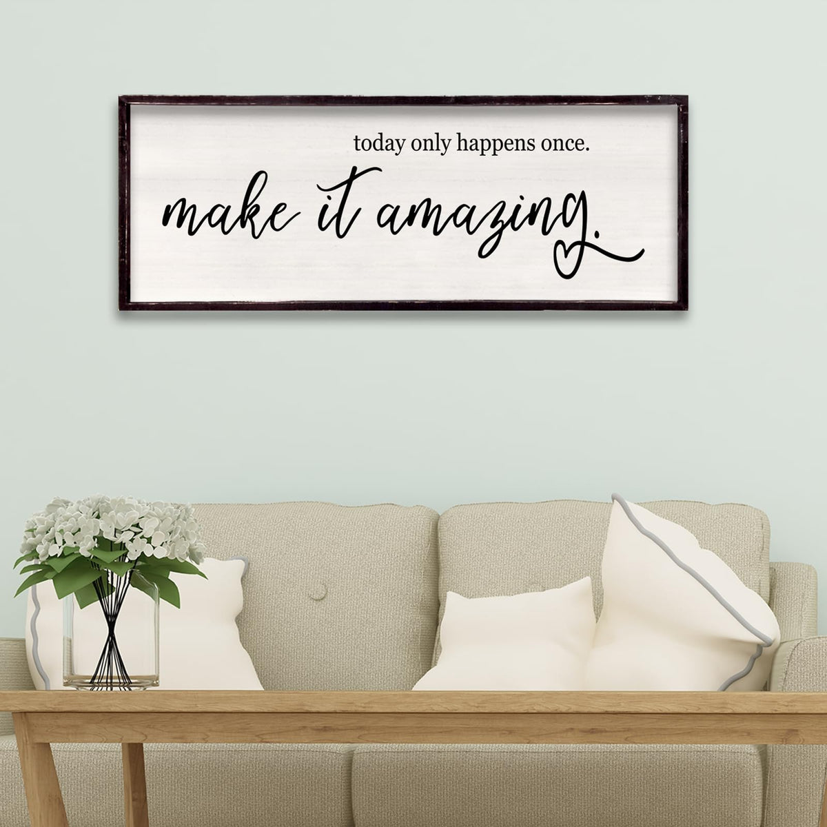 Foutcheou Today Only Happens Once Make It Amazing Sign 32''×12'' Black Today Only wall decor-Black 32"L x 12"W