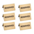 Stainless Steel Reserved Table Sign, Set of 6, 2.36 x 3.94 Inch Tent-Style Signs, Brushed Gold Metal, Durable and Easy to Read for Restaurants, Cafes, Hotels, Weddings, and Events (Gold)
