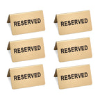 Stainless Steel Reserved Table Sign, Set of 6, 2.36 x 3.94 Inch Tent-Style Signs, Brushed Gold Metal, Durable and Easy to Read for Restaurants, Cafes, Hotels, Weddings, and Events (Gold)
