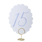 Wedding Table Numbers 1-20 for Wedding Reception with Gold Holders Scalloped Blue