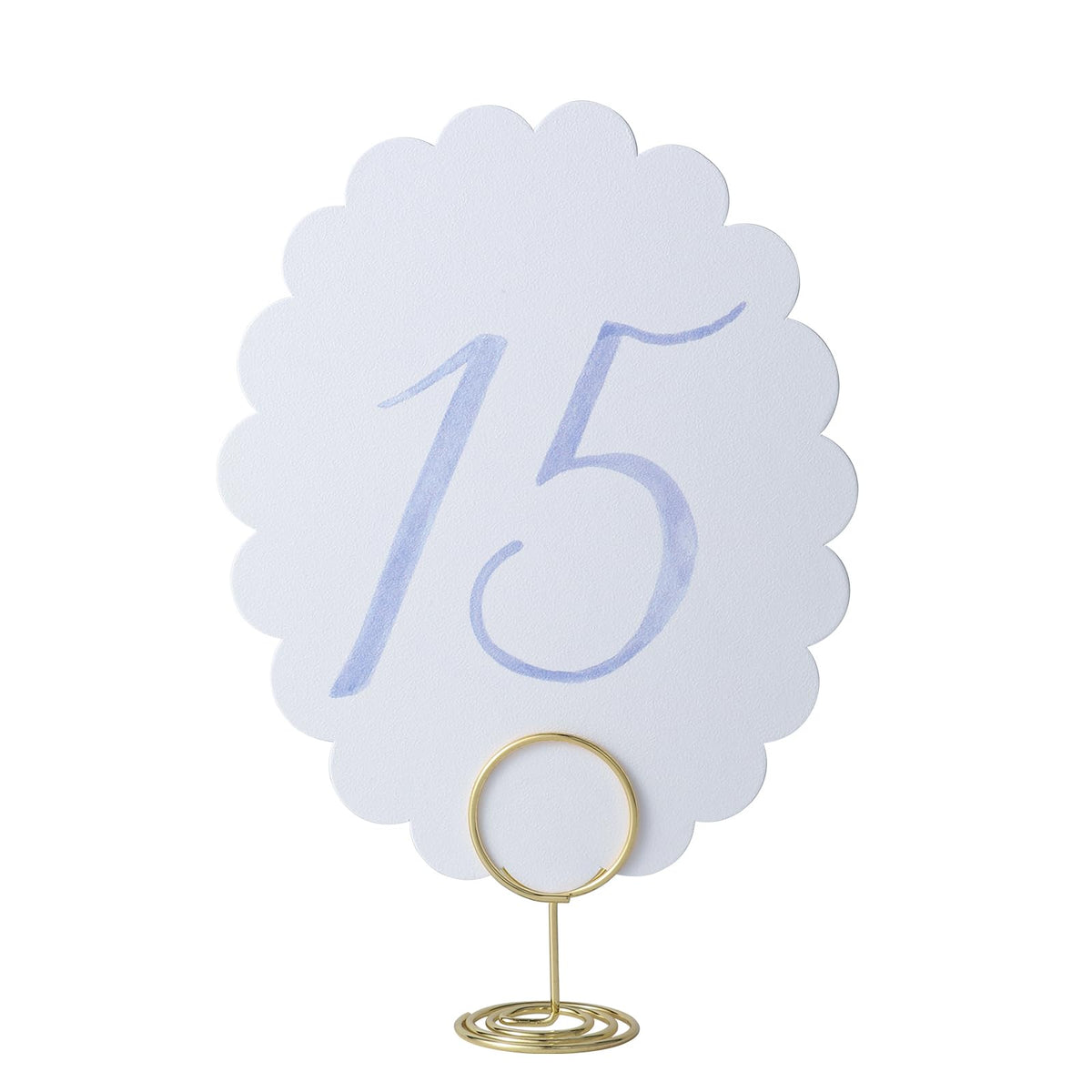 Wedding Table Numbers 1-20 for Wedding Reception with Gold Holders Scalloped Blue