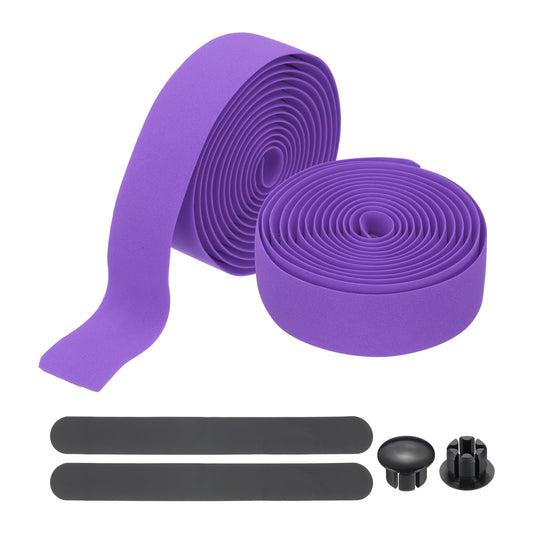 PATIKIL Bike Handlebar Tape, 2 Rolls 6.6 Feet Bike Grip Tape High-Elasticity EVA Foam Cycling Handle Wraps Comfortable Non-Slip Shock Bicycle Wrap with End Plugs for Road Bike, Purple