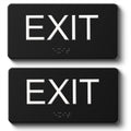 ADA Compliant Exit Signs- 2 Pack Exit Sign with Braille and Raised Letters Emergency Exit Sign for Business Office Public Space Indoor/Outdoor Easy Adhesive Install Acrylic Horizontal 6.3”×2.9” 2pk-horizontal