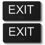 ADA Compliant Exit Signs- 2 Pack Exit Sign with Braille and Raised Letters Emergency Exit Sign for Business Office Public Space Indoor/Outdoor Easy Adhesive Install Acrylic Horizontal 6.3”×2.9” 2pk-horizontal
