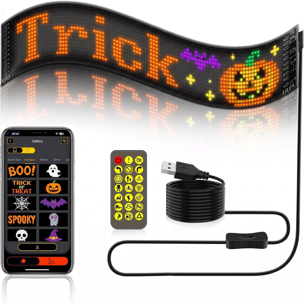 Large Custom LED Sign, Jumbotron Devil Eyes for Truck Social Windshield 23''x5''