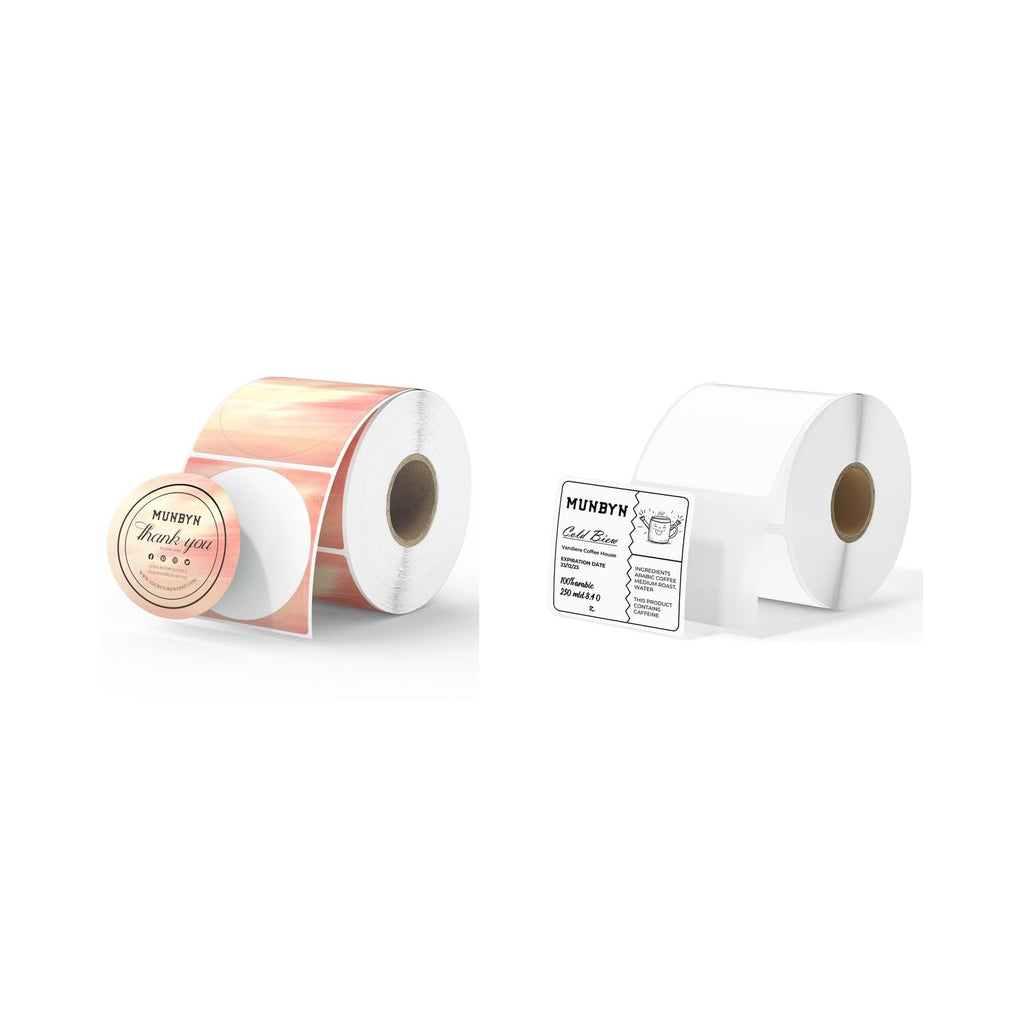 2" Orange Round Thermal Labels 500 Labels/Roll+2x2 Thermal Labels 750 Labels/Roll