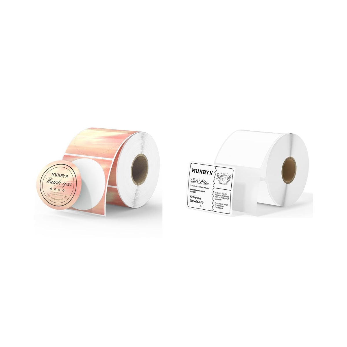 2" Orange Round Thermal Labels 500 Labels/Roll+2x2 Thermal Labels 750 Labels/Roll