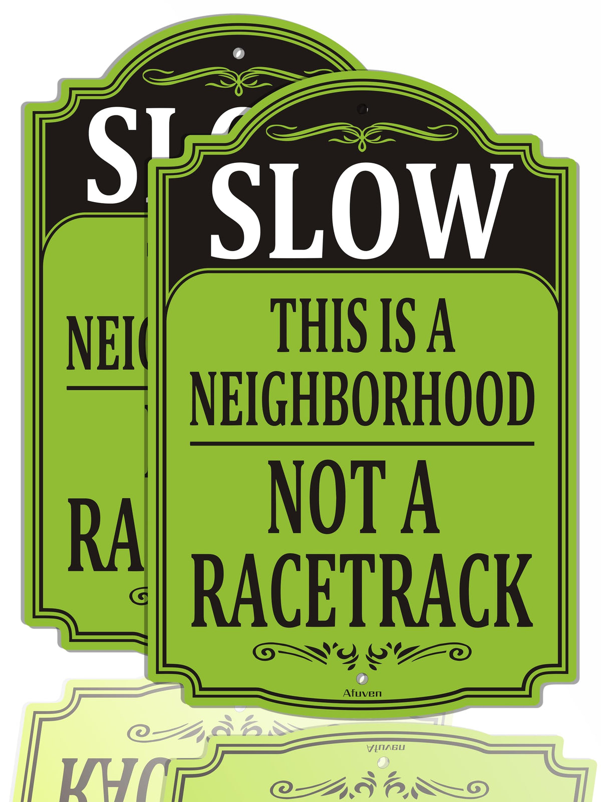 Slow This is A Neighborhood Not A Racetrack Signs 18x12 inches Metal Reflective Rust Aluminum UV Protected Waterproof Sturdy Easy Mounting Outdoor Use 2 Pack