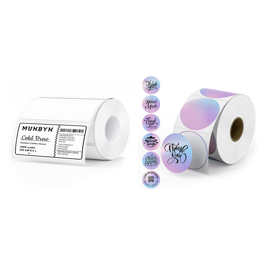 4x2 Direct Thermal Labels+2 Inch Round Thermal Labels