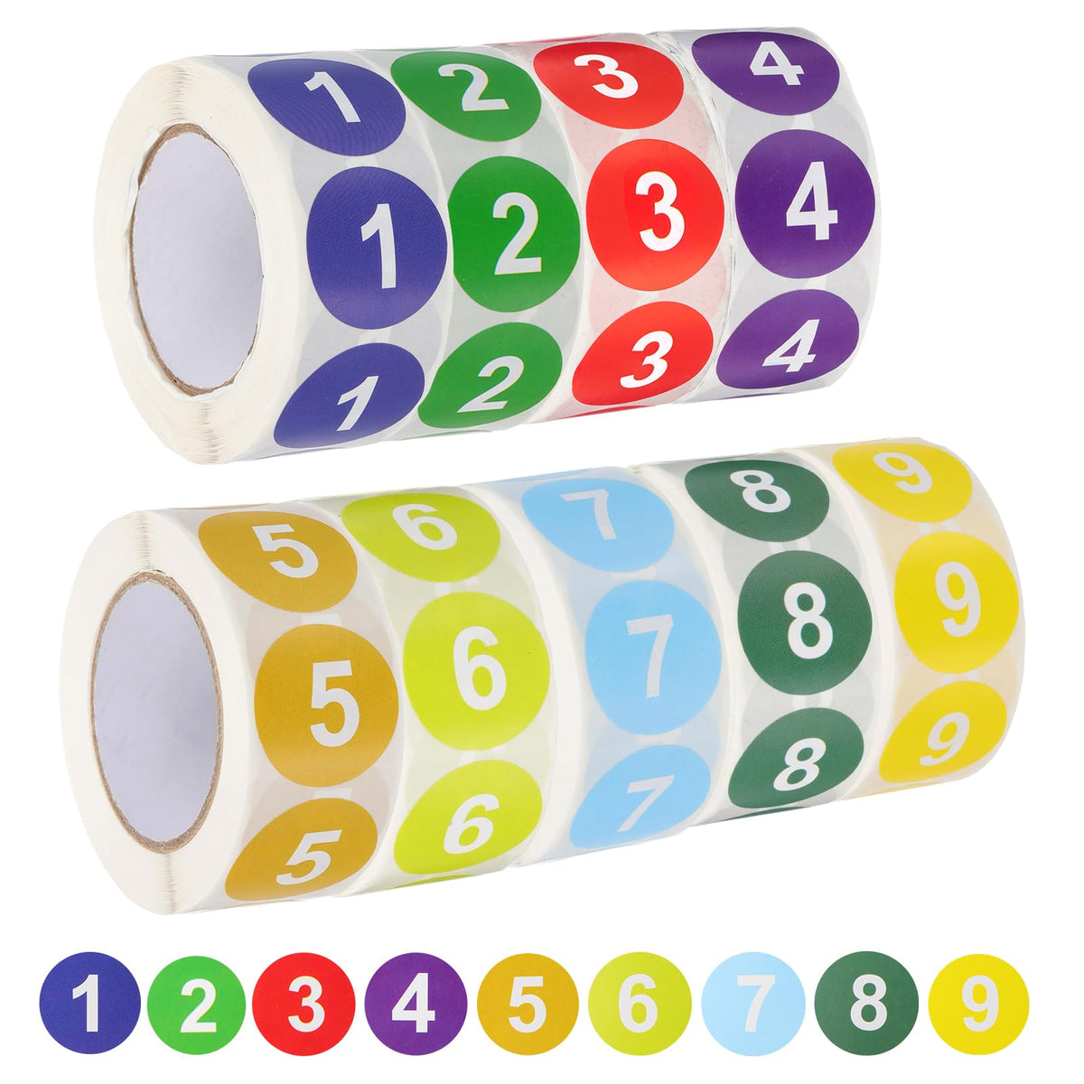 PATIKIL 9 Rolls Number 1-9 Circle Stickers Self-Adhesive Number Label