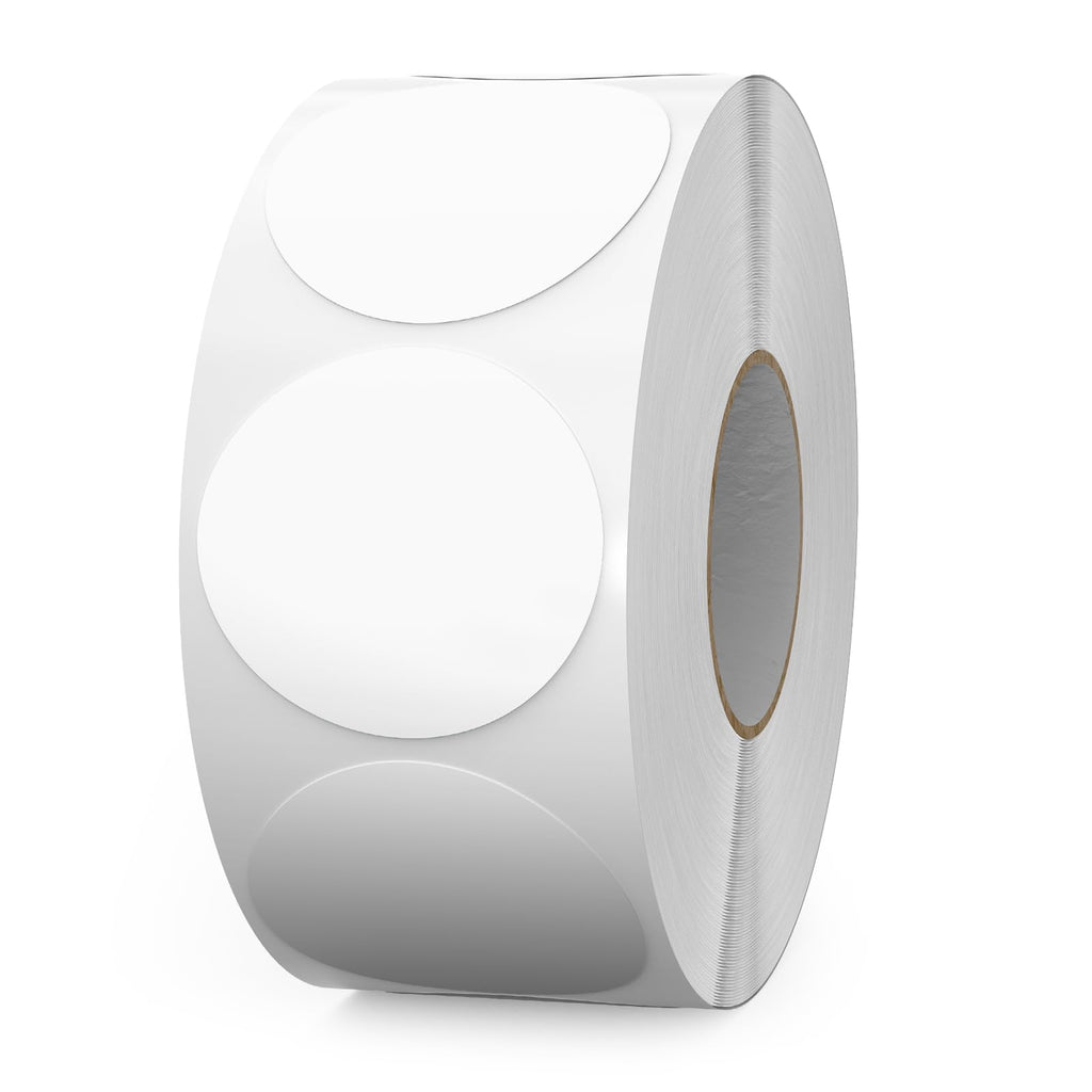 White Round Stickers Roll 1.5 Inch Vinyl Dot Labels 1000 PCS White