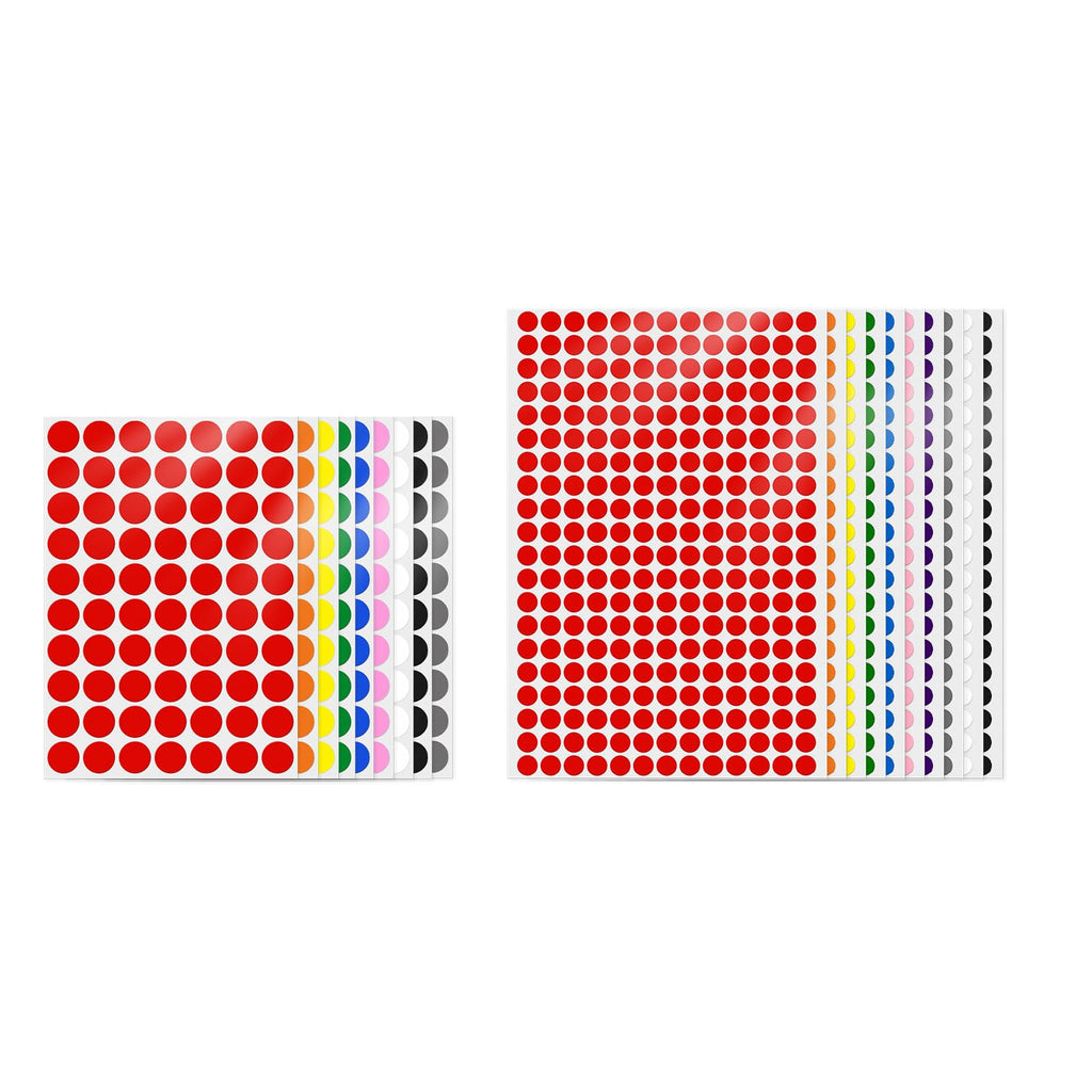 10 Colors Round Labels 1/2 Inch & 3/4 Inch Bundled