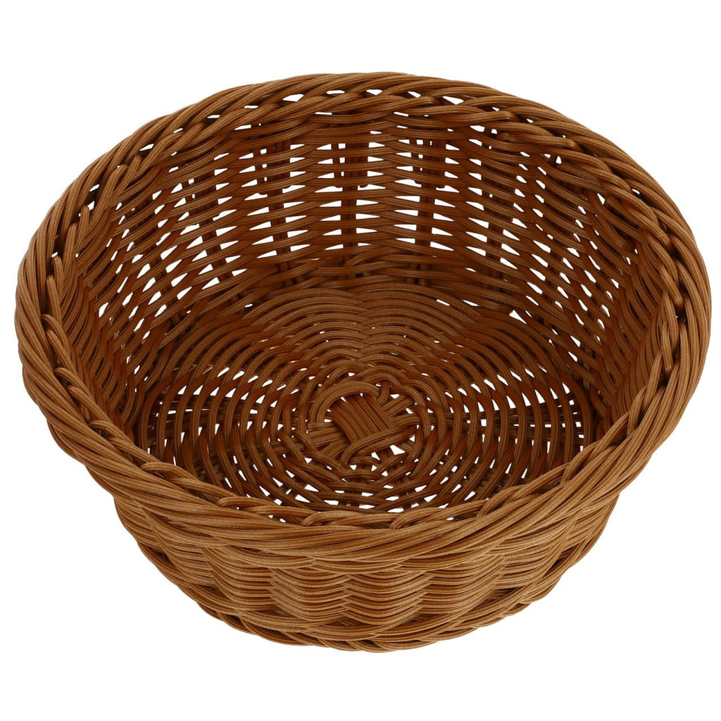 Round Woven Storage Basket 9.92 X 9.92 X 3.14 in Imitation Rattan Bread Holder for Kitchen Counter Snacks Fruits Candy Bakery Display Household Serving