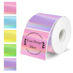 Square Thermal Labels Stickers 2" x 2", Holographic Thermal Stickers Labels, Glitter Self-Adhesive Direct Thermal Label for Small Business- Holographic 5 Colors 2 X 2
