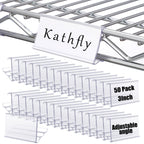 Kathfly 50 Pack Wire Shelf Label Holder 3" Adjustable Shelf Cable Tags 3"