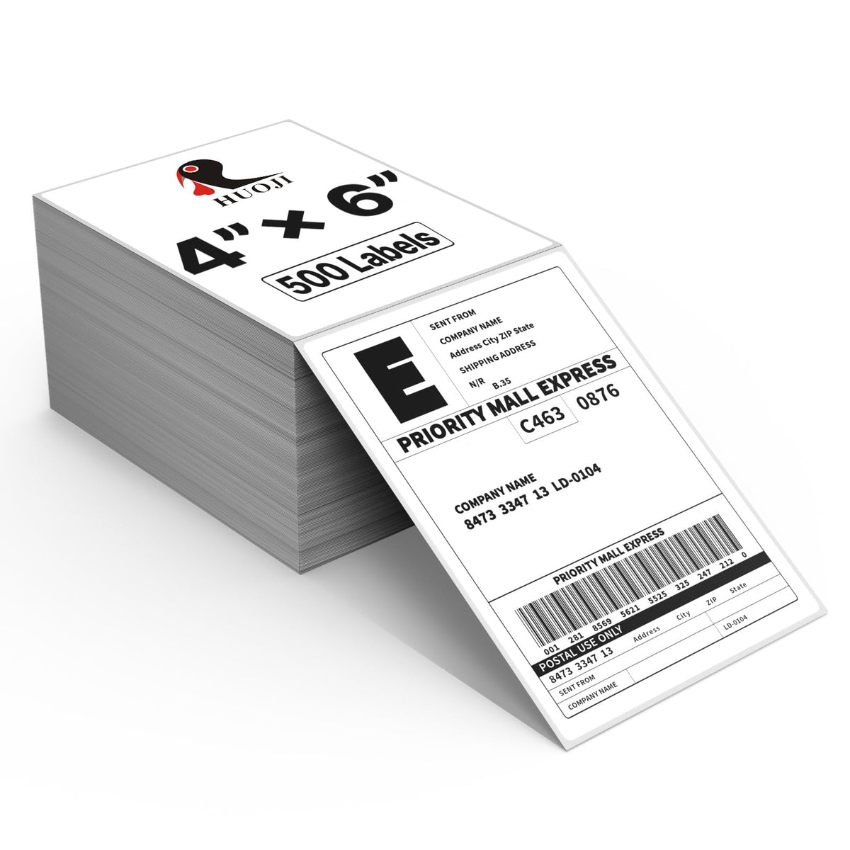 HUOJI 4x6 Thermal Labels, Perforated, 500/Stack, Commercial Grade 1 Stack | 500 Labels