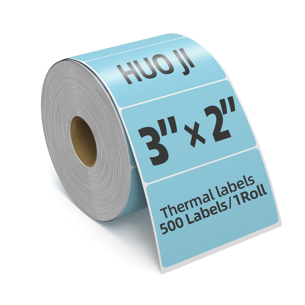 500 3x2 Thermal Labels Roll, HUOJI Blue Shipping Barcode Labels