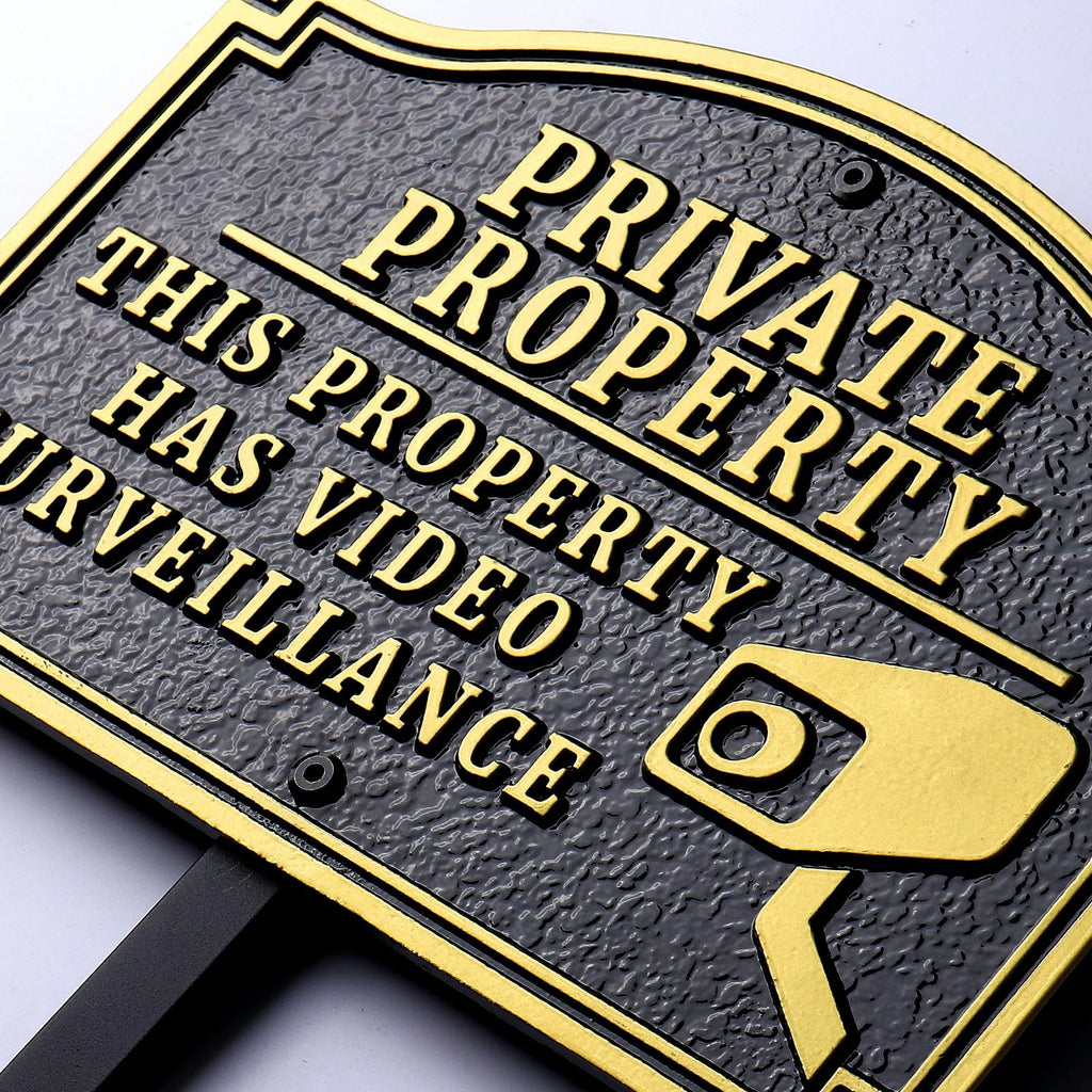 Private Property Video Surveillance Solid Cast Metal Sign