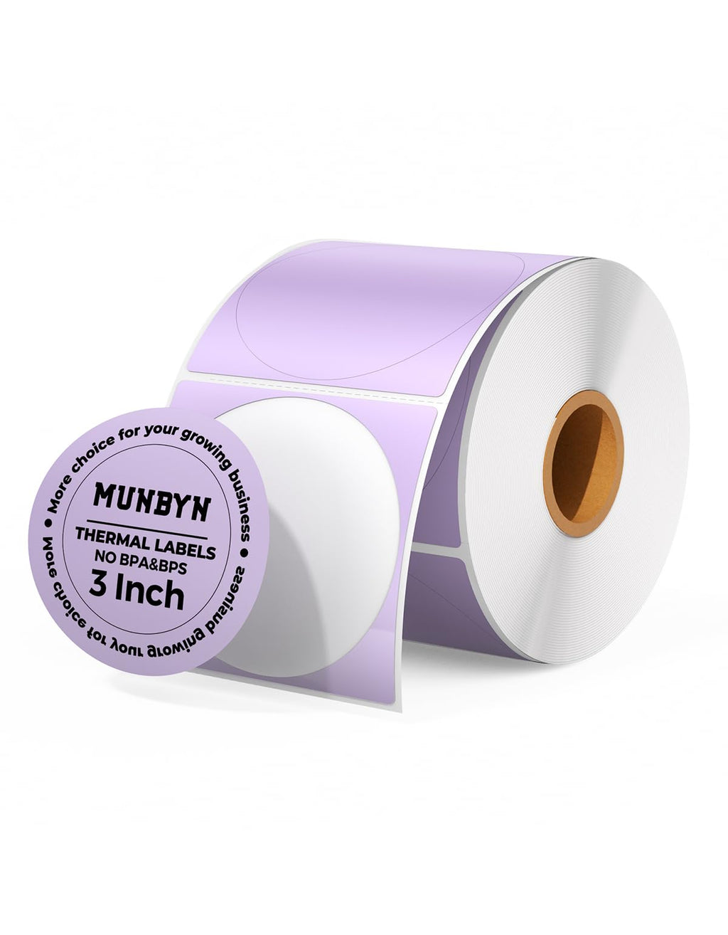 MUNBYN 3 Inch Purple Circle Thermal Labels for Business, 500 Sheets/1 Roll 3inch 1