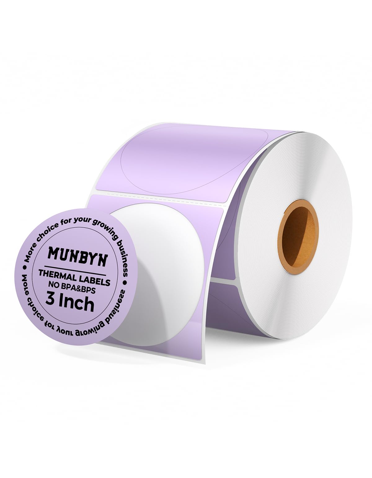 MUNBYN 3 Inch Purple Circle Thermal Labels for Business, 500 Sheets/1 Roll 3inch 1