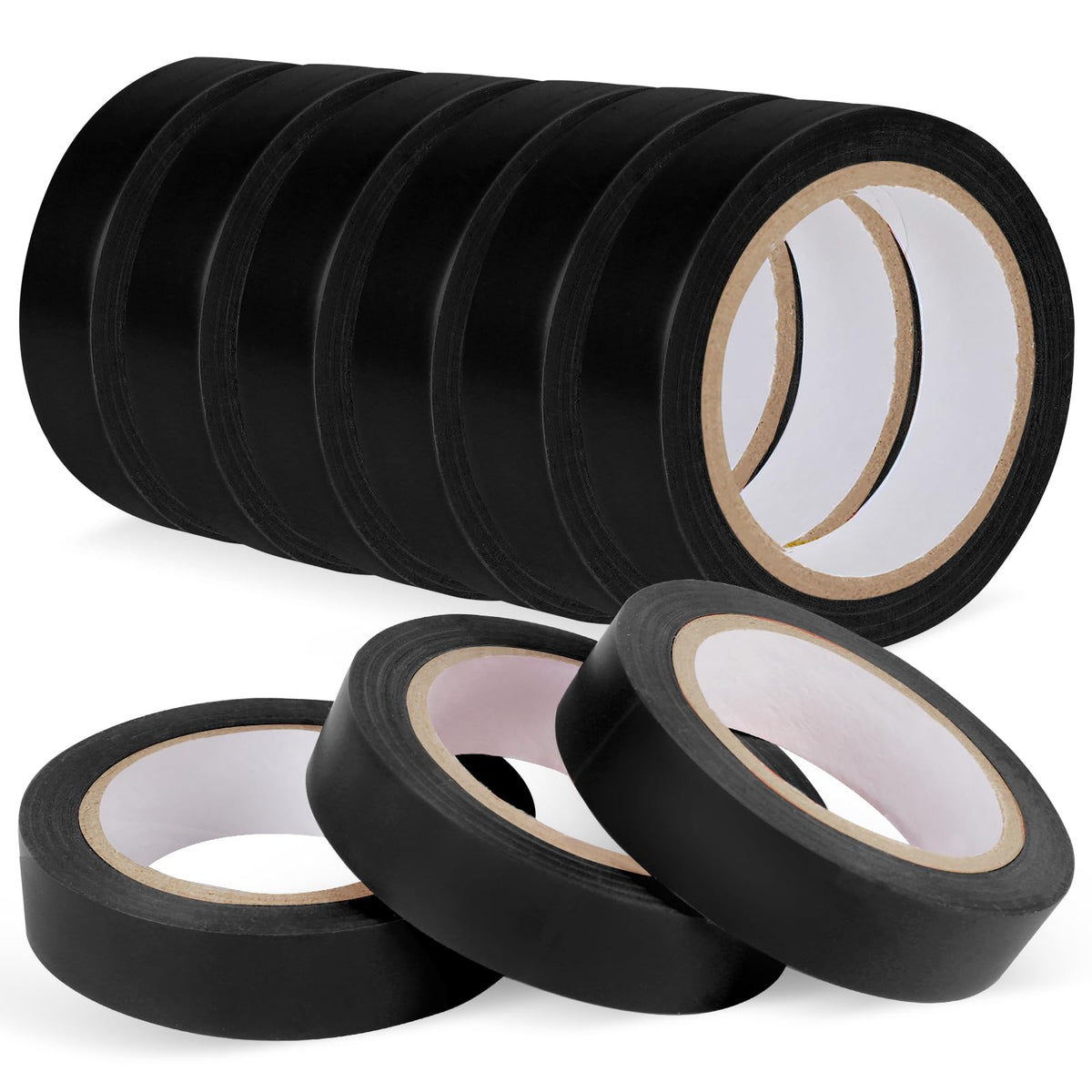 Romeda 9 Pack Electrical Tapes, Electrical Tape Water, Sun, and Oil Resistant, Electrical Tape is Suitable for Most Domestic, Commercial, and Industrial environments - Black