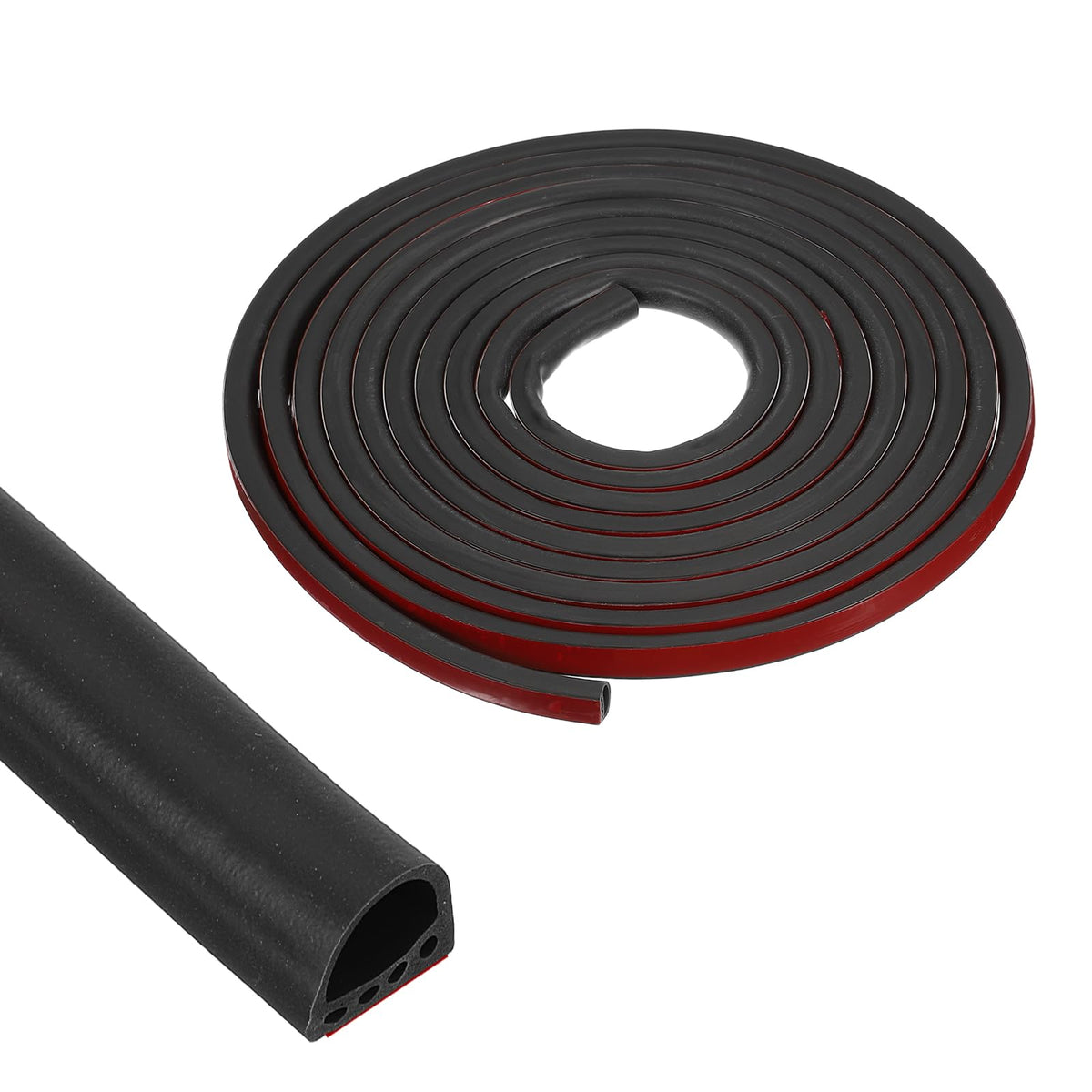 PATIKIL 9/16 Inch x 1/2 Inch x 20 ft D-Shaped Weather Stripping Door Seal Strip, Self Adhesive Silicone Seal Tape fit 8-11mm Gap for Door Frame Window, Black