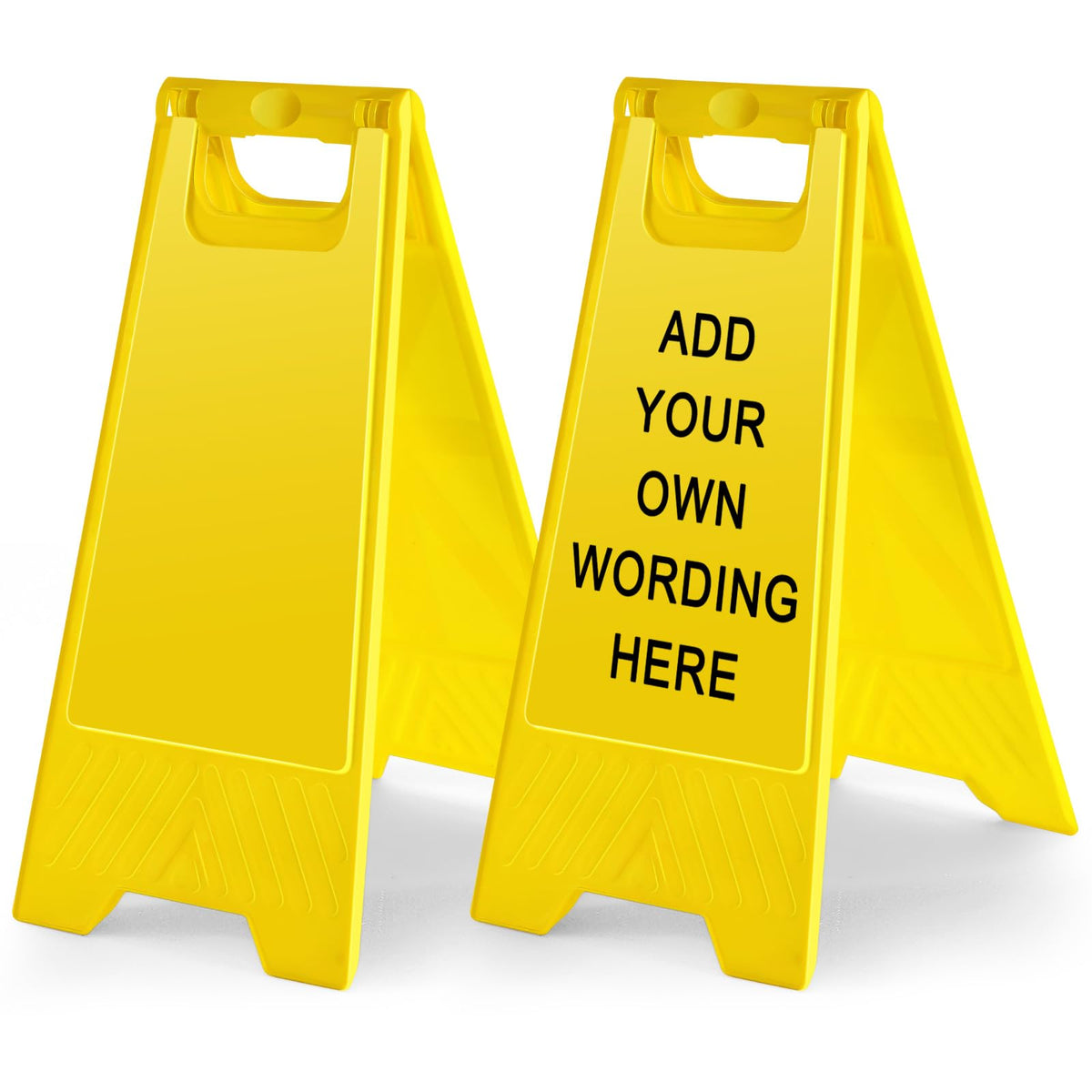 2 Pack 24" Height Blank Floor Sign Yellow A-frame Foldable Caution Sign Stick/Write-on Double Sided Safety Warning for Pool Restaurant Restroom Office 2 24 x 11. 6 Inch