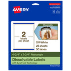 Avery Dissolvable Rectangle Labels, Sure Feed Technology, 4.75" x 7.75", Matte White, Print-to-The-Edge, Laser/Inkjet Printable, 50 Labels Total